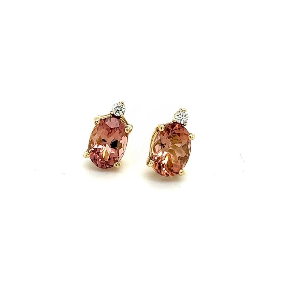 Natural Tourmaline Diamond Stud Earrings 14kGold 1.76TCW Certified $1,690 121431